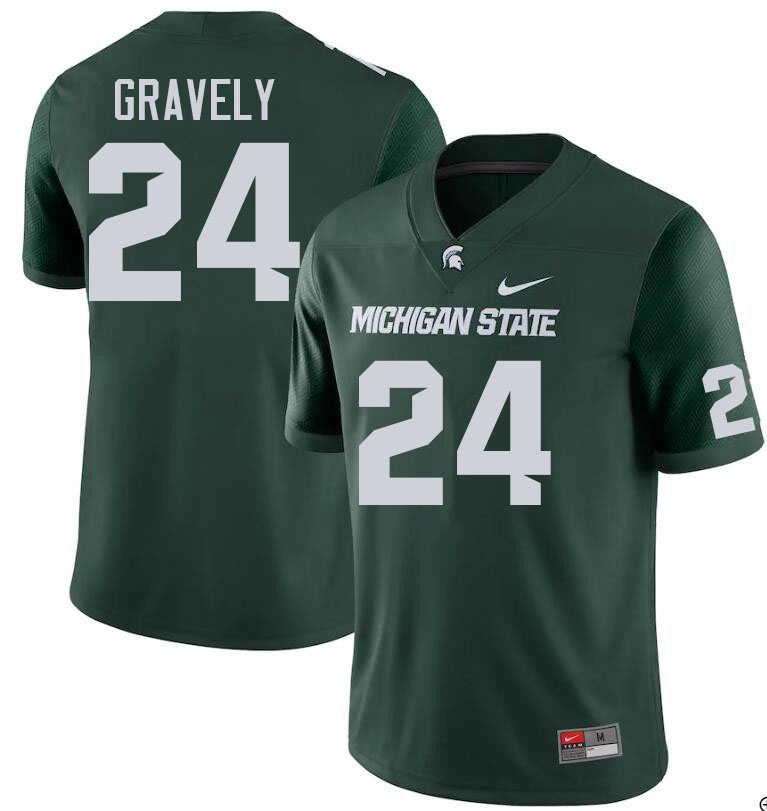 Men #24 Michael Gravely Michigan State Spartans College Football Jerseys Sale-Green